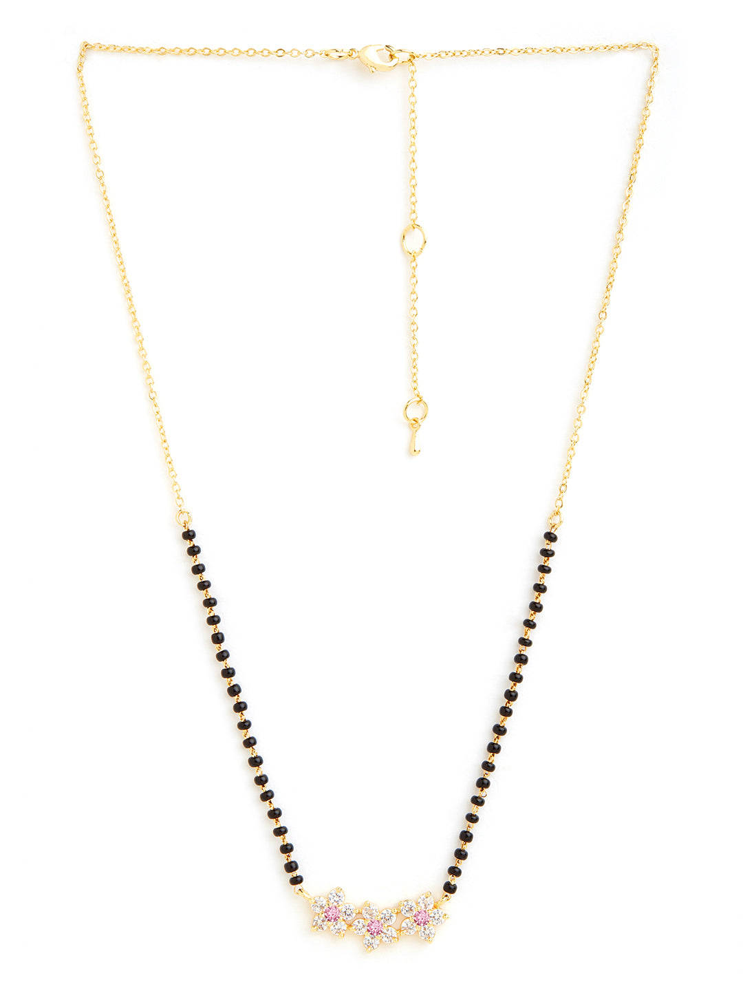 Traditional Floral Rose Silver Gold Plated CZ Brass Mangalsutra Bulk