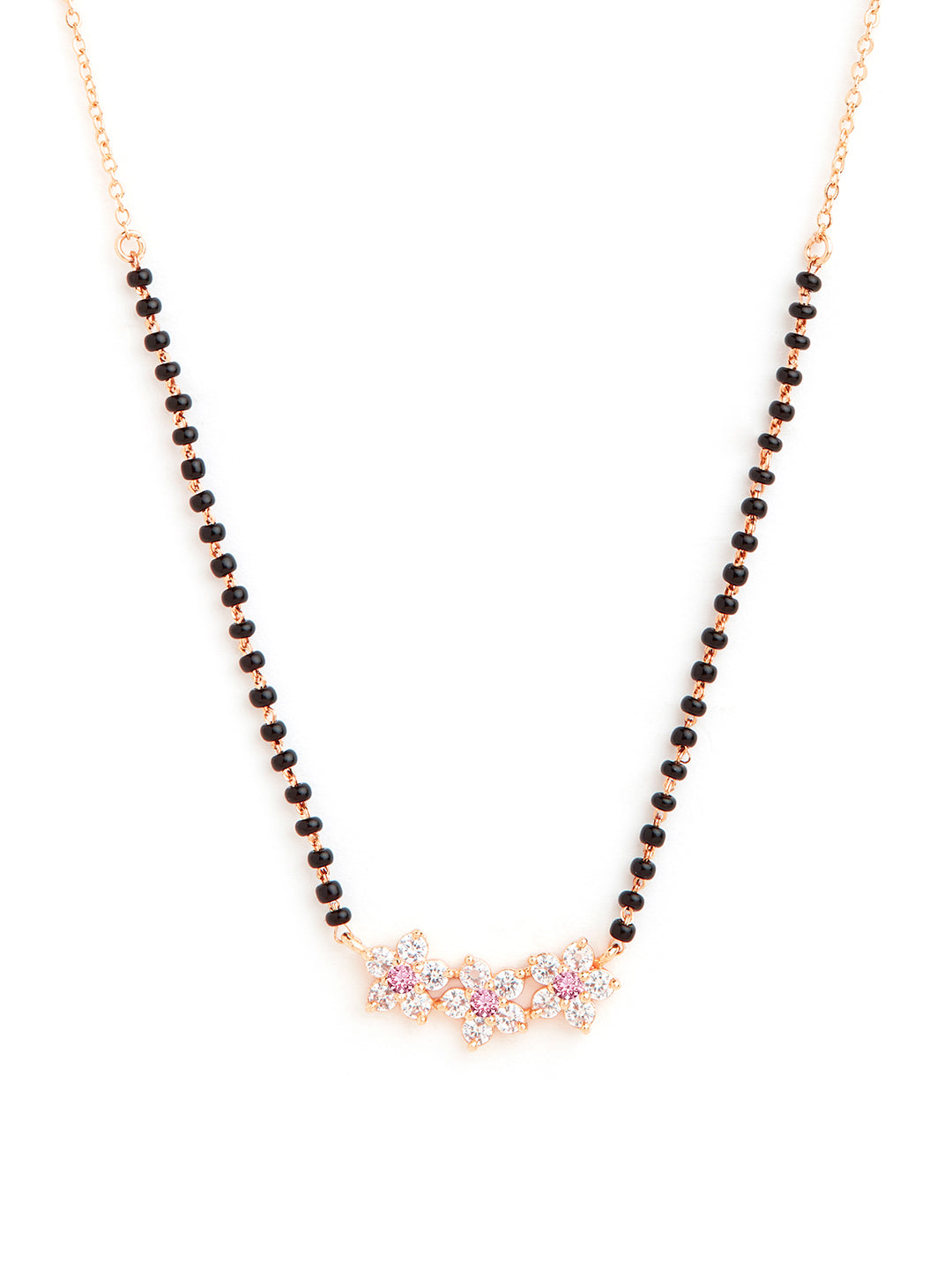 Traditional Floral Rose Silver Gold Plated CZ Brass Mangalsutra Bulk