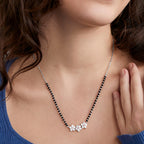 Traditional Floral Rose Silver Gold Plated CZ Brass Mangalsutra Bulk