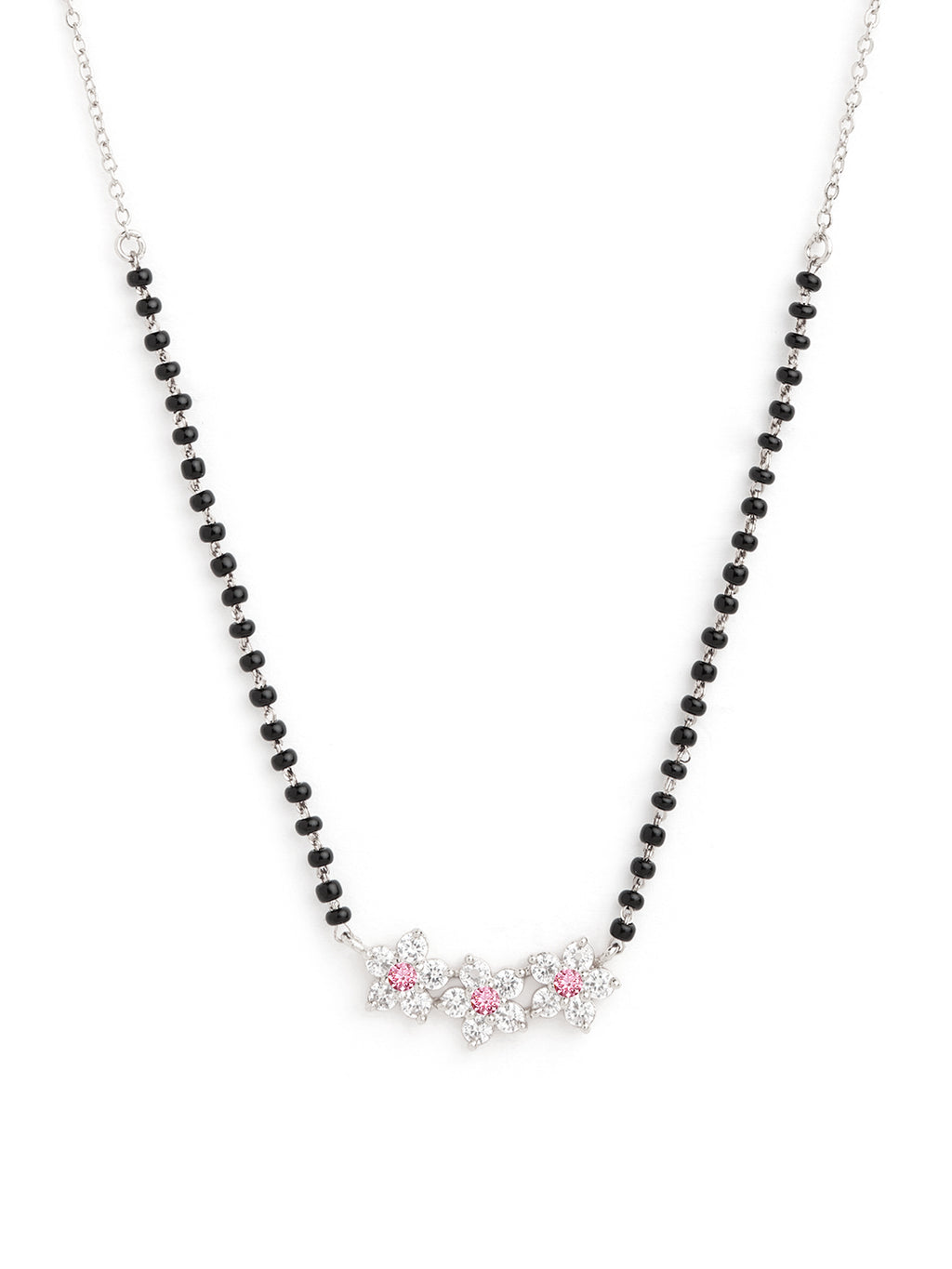 Traditional Floral Rose Silver Gold Plated CZ Brass Mangalsutra Bulk