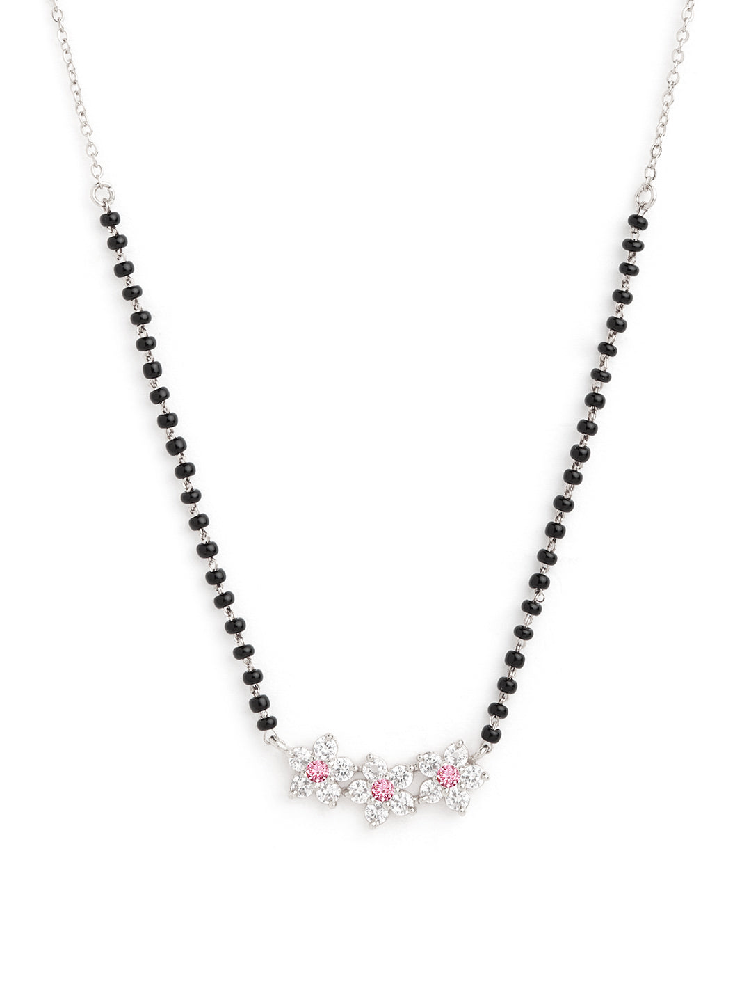 Traditional Floral Rose Silver Gold Plated CZ Brass Mangalsutra Bulk