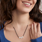 Traditional Floral Rose Silver Gold Plated CZ Brass Mangalsutra Bulk