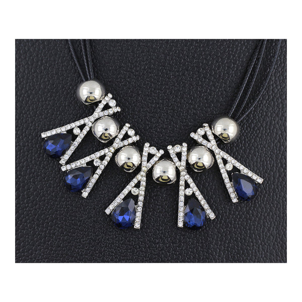 Stylish Trendy Crystal Cz American Diamond Silver Plated Necklace Main image