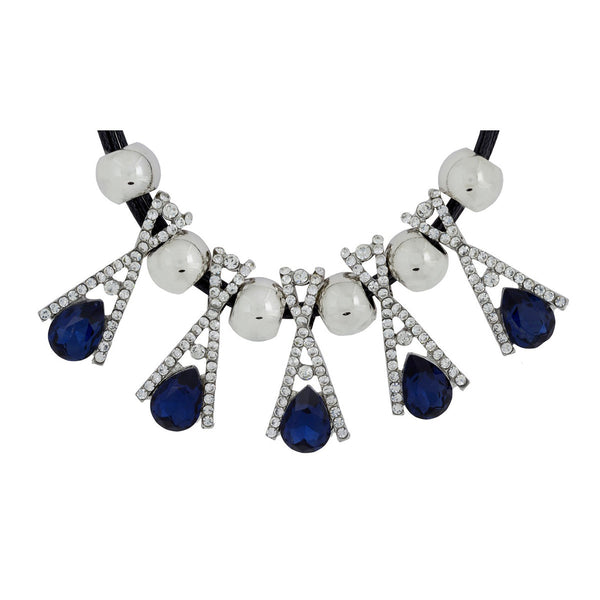 Stylish Trendy Crystal Cz American Diamond Silver Plated Necklace Secondary image