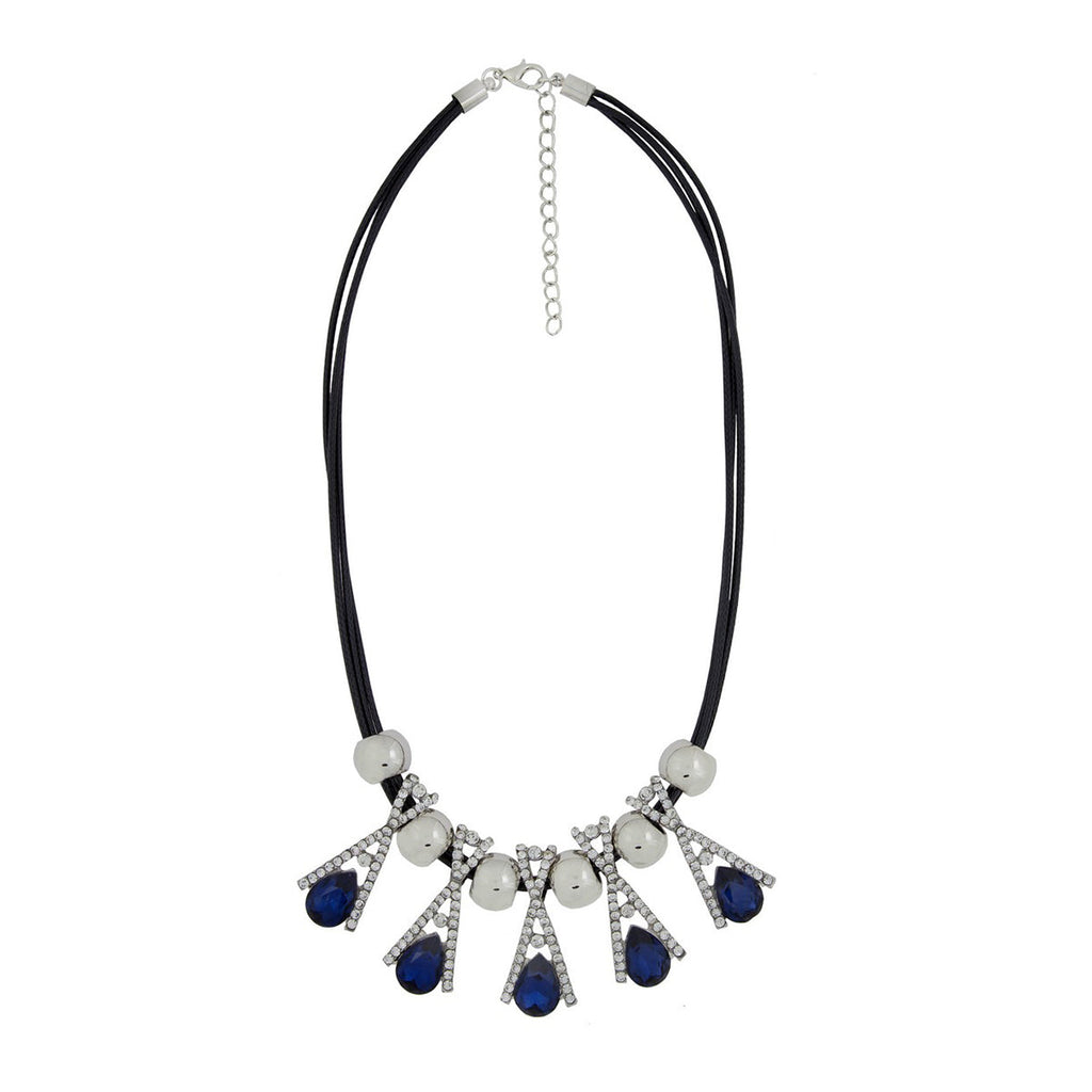 Stylish Trendy Crystal Cz American Diamond Silver Plated Necklace