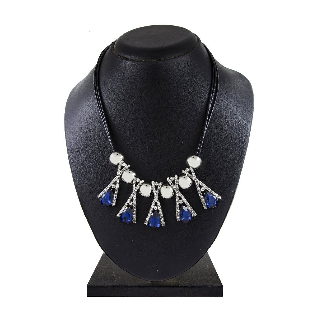 Stylish Trendy Crystal Cz American Diamond Silver Plated Necklace