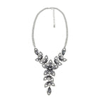 Party Floral Black Crystal CZ Silver Plated Necklace Bulk