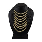 Italian Rings Multistrand 7 Layer Black Nylon Gold Statement Necklace