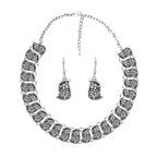 Flower Shape Oxidised German Silver Choker Necklace Earring Set Bulk