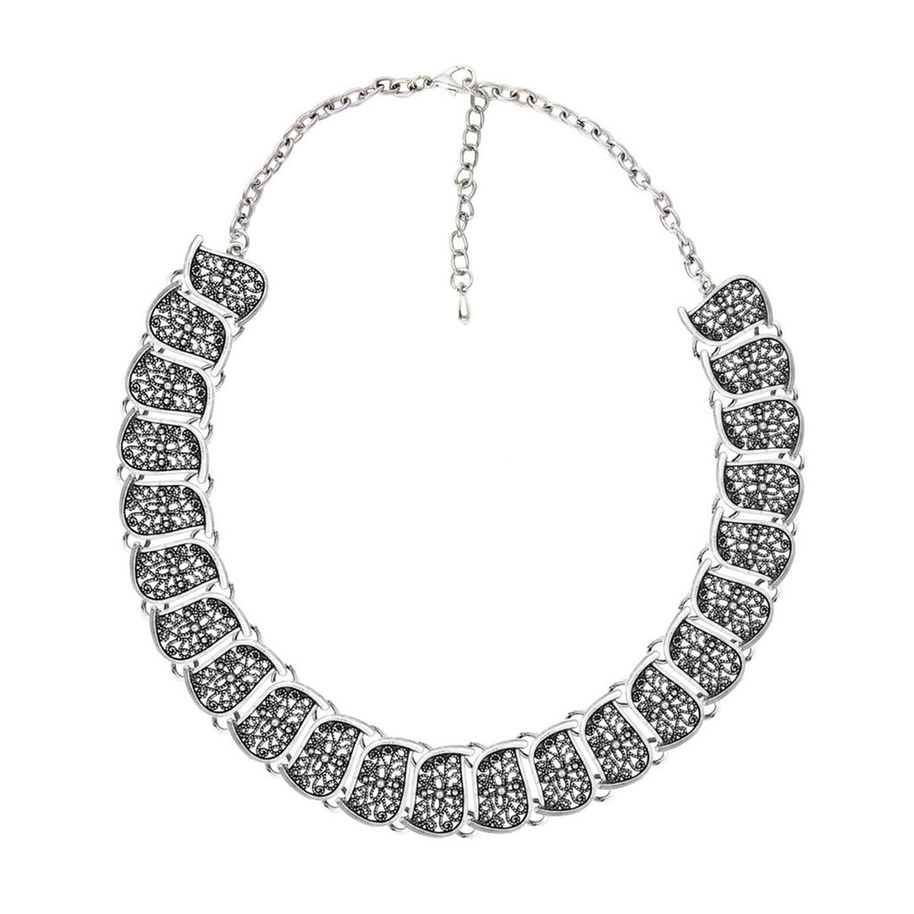 Flower Shape Oxidised German Silver Choker Necklace Earring Set Bulk