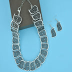 Flower Shape Oxidised German Silver Choker Necklace Earring Set Bulk