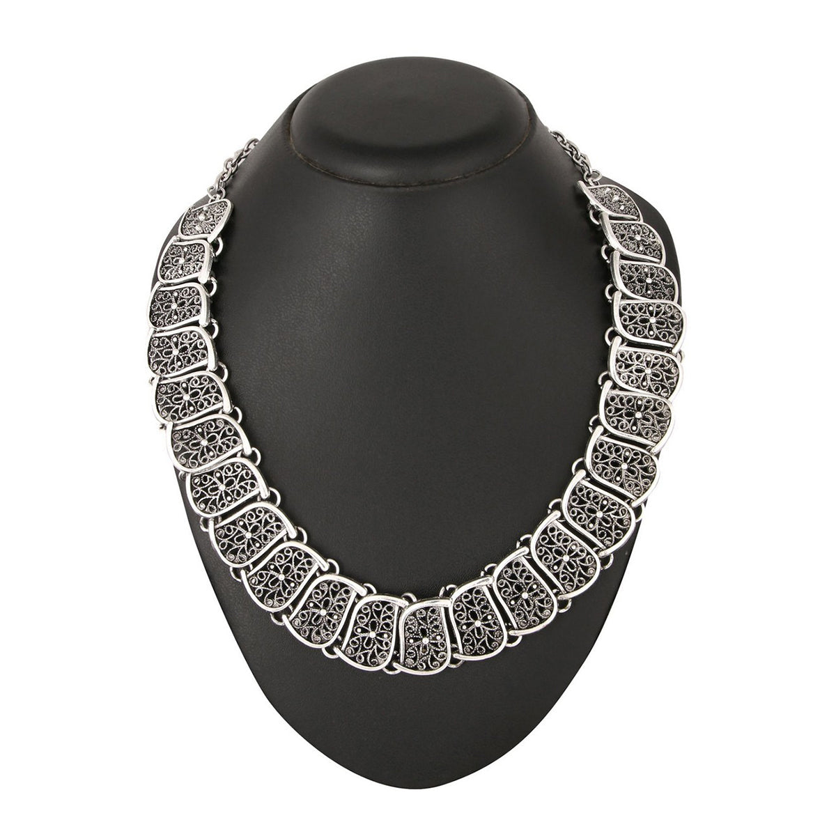 Flower Shape Oxidised German Silver Choker Necklace Earring Set Bulk