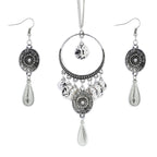 Silver Oxidised Afghani Bohemian Tribal Long Necklace Earring Set