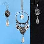 Silver Oxidised Afghani Bohemian Tribal Long Necklace Earring Set