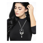 Silver Oxidised Afghani Bohemian Tribal Long Necklace Earring Set