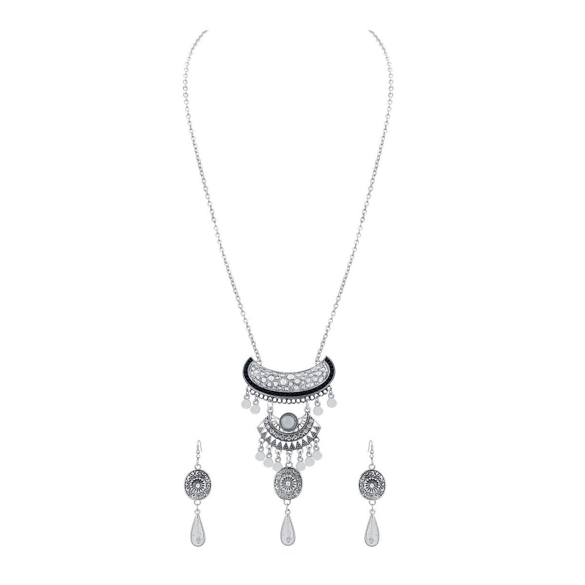 Oxidised German Silver Tribal CZ Beads Necklace Earring Bulk