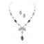 Leaf Dark Blue Silver Crystal American Diamond Necklace Earring Bulk