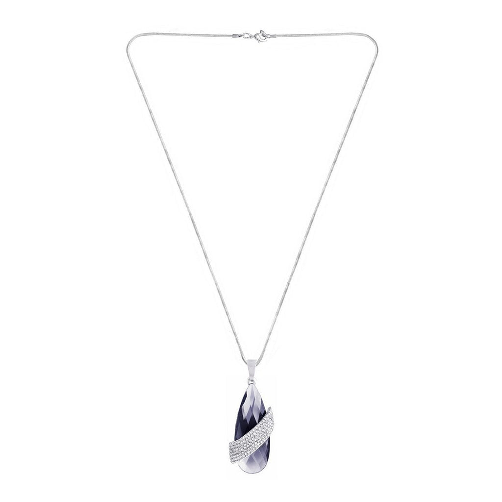 Italian Crystal Black Silver Western Party Sweater Long Chain Necklace