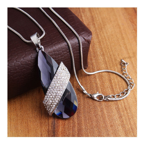 Italian Crystal Black Silver Western Party Sweater Long Chain Necklace Main image