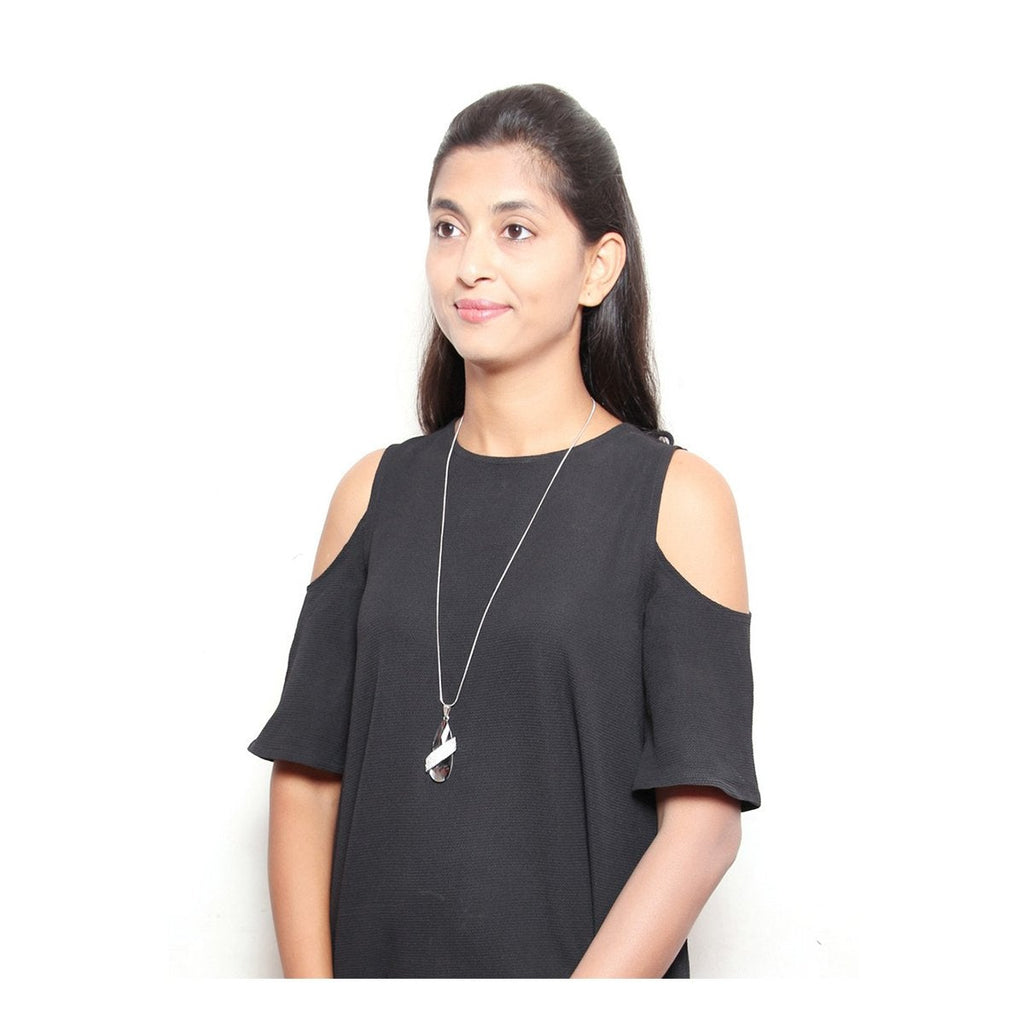 Italian Crystal Black Silver Western Party Sweater Long Chain Necklace