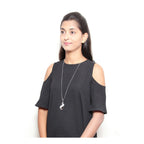 Italian Crystal Black Silver Western Party Sweater Long Chain Necklace