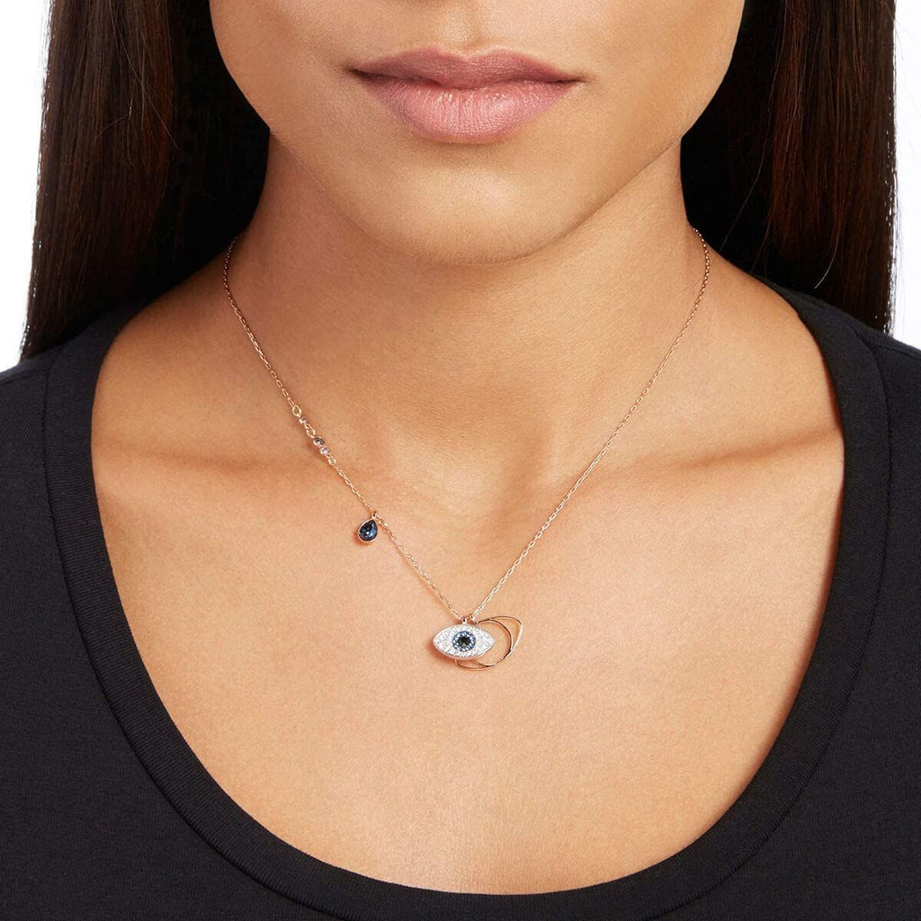 Evil Eye Blue Rose Gold Stainless Steel Necklace Pendant Chain Bulk