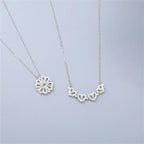 Clover Stainless Steel Cubic Zirconia Magnet Openable Necklace Pendant Chain Women Silver