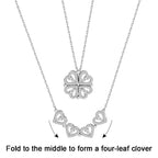 Clover Stainless Steel Cubic Zirconia Magnet Openable Necklace Pendant Chain Women Silver