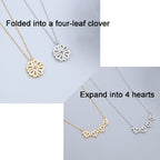 Clover Stainless Steel Cubic Zirconia Magnet Openable Necklace Pendant Chain Women Silver