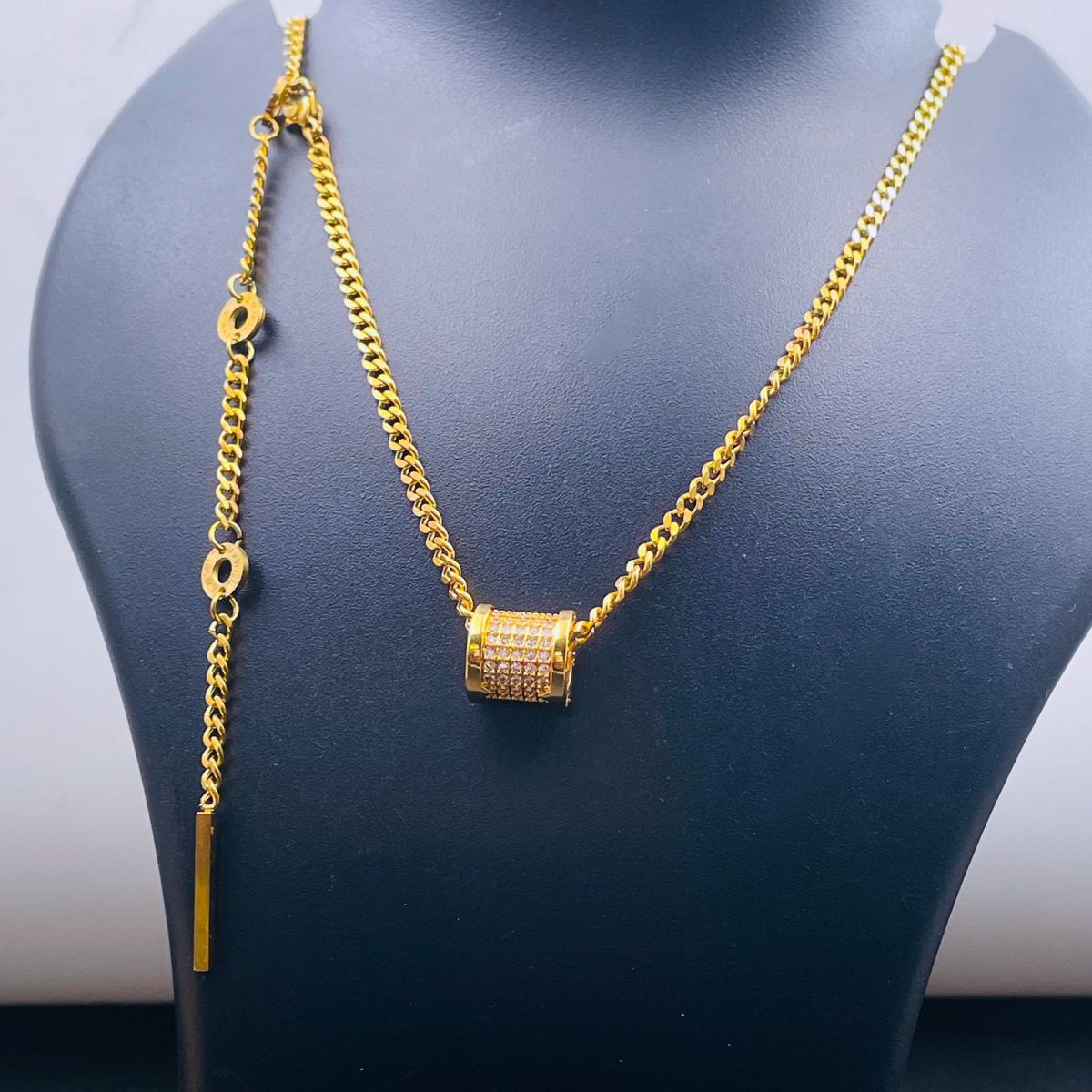 Stainless Steel Gold Plain Drum Necklace For Women Bulk