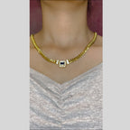 Baguette CZ Crystal Blue Gold Anti Tarnish Curb Chain Necklace Bulk