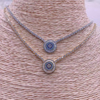 Evil Eye Baguette Eternity 18K Gold Adjustable Slider Necklace Bulk