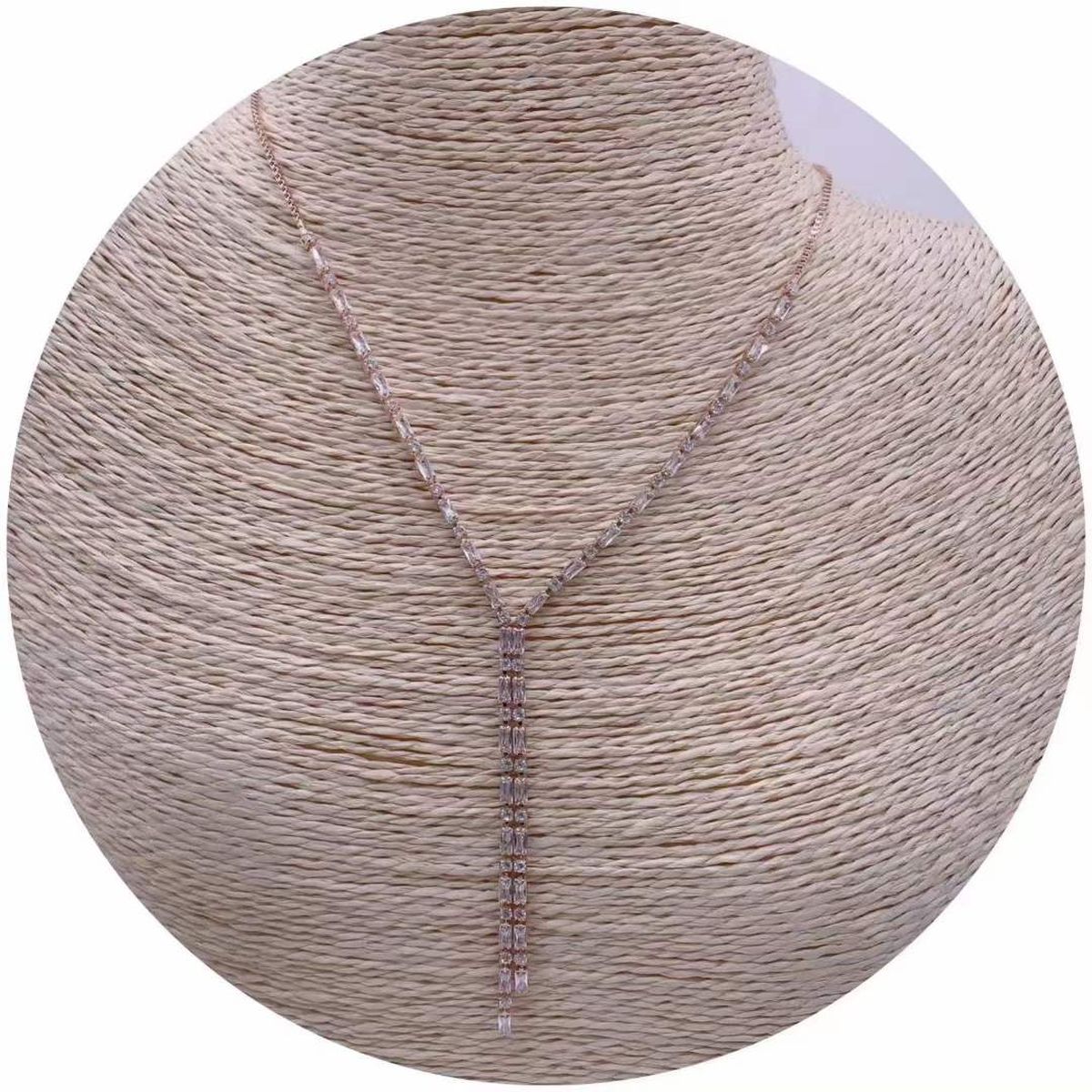 Eternity Long Baguette CZ 18K Gold Adjustable Slider Necklace Bulk