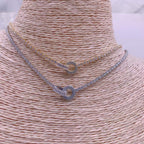 Dual Circle Eternity Solitaire Silver Adjustable Necklace Women Bulk