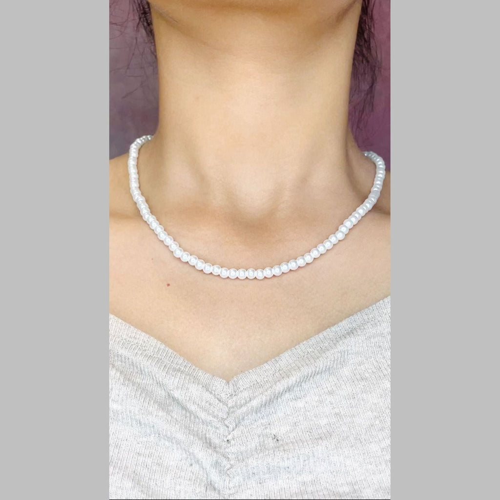 Simple Pearl White 18K Gold Anti Tarnish Necklace For Women Bulk