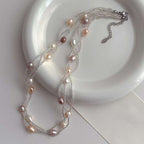 Dual Layer Pearl Silver Anti Tarnish Layer Necklace For Women Bulk