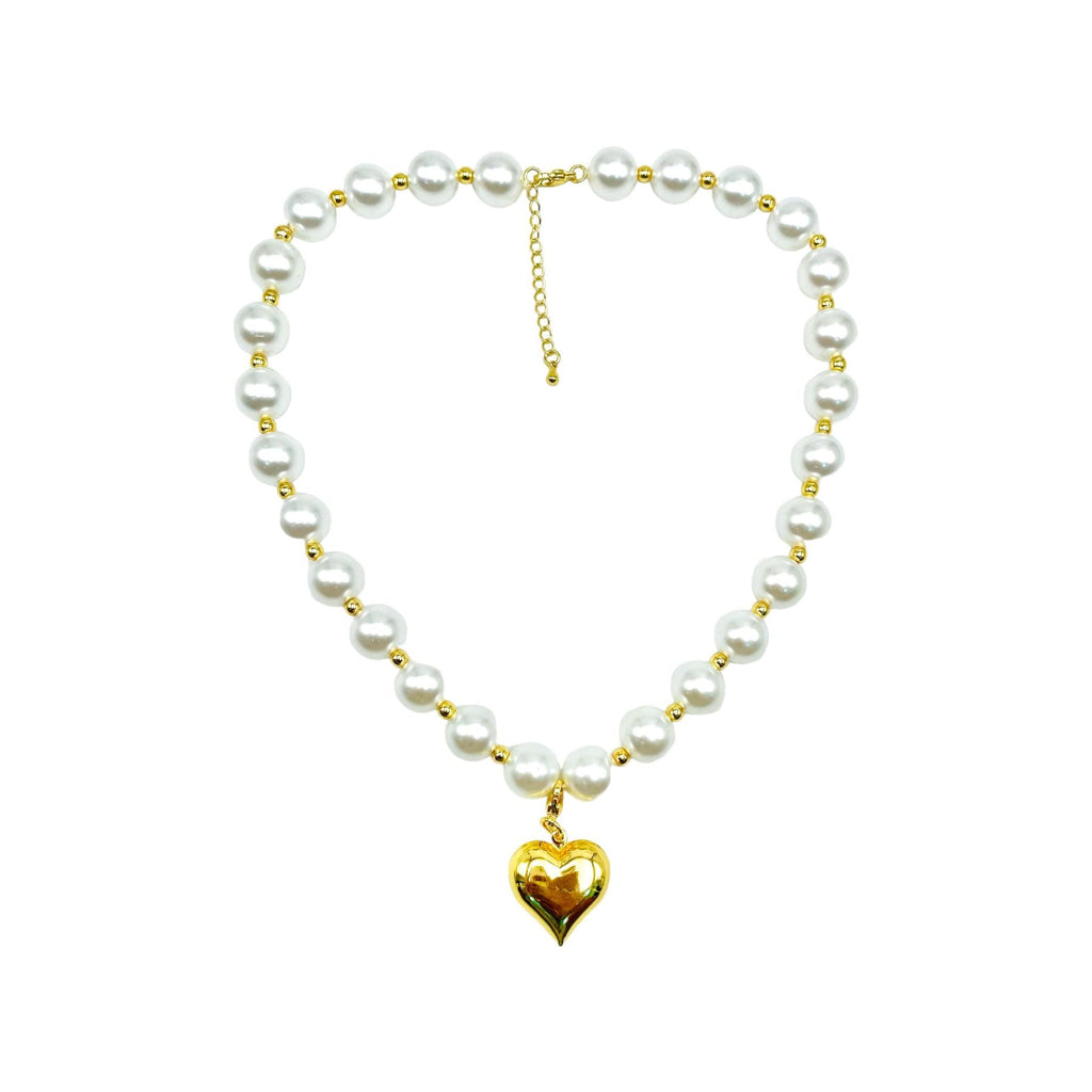 Heart Pearl White 18K Gold Anti Tarnish Necklace For Women Bulk