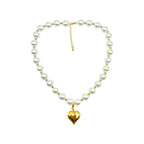 Heart Pearl White 18K Gold Anti Tarnish Necklace For Women Bulk