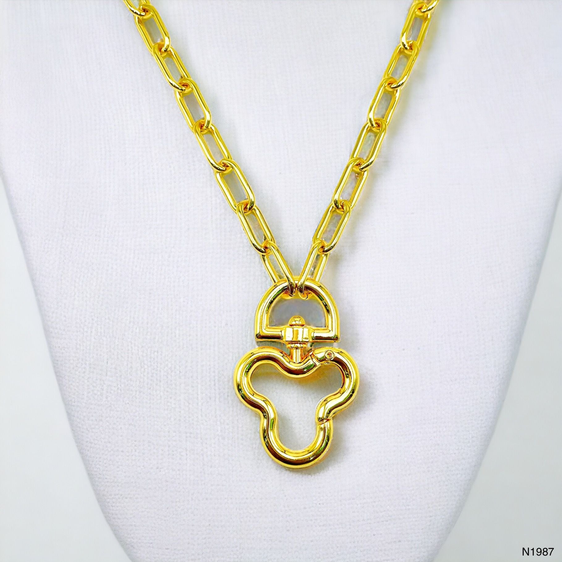 Mickey Mouse 18K Gold Anti Tarnish Link Pendant Chain Necklace Bulk