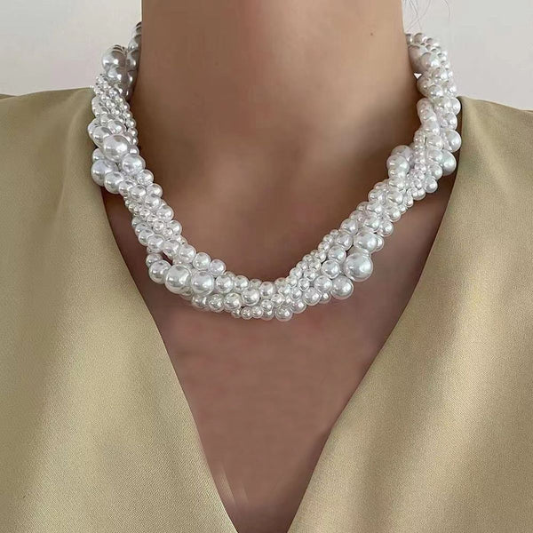 Different Size Pearl White 18K Gold Anti Tarnish Necklace Women Bulk Main image