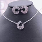 Flower Solitaire CZ Silver Anti Tarnish Necklace Earring Set Bulk