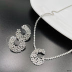 Flower Solitaire CZ Silver Anti Tarnish Necklace Earring Set Bulk
