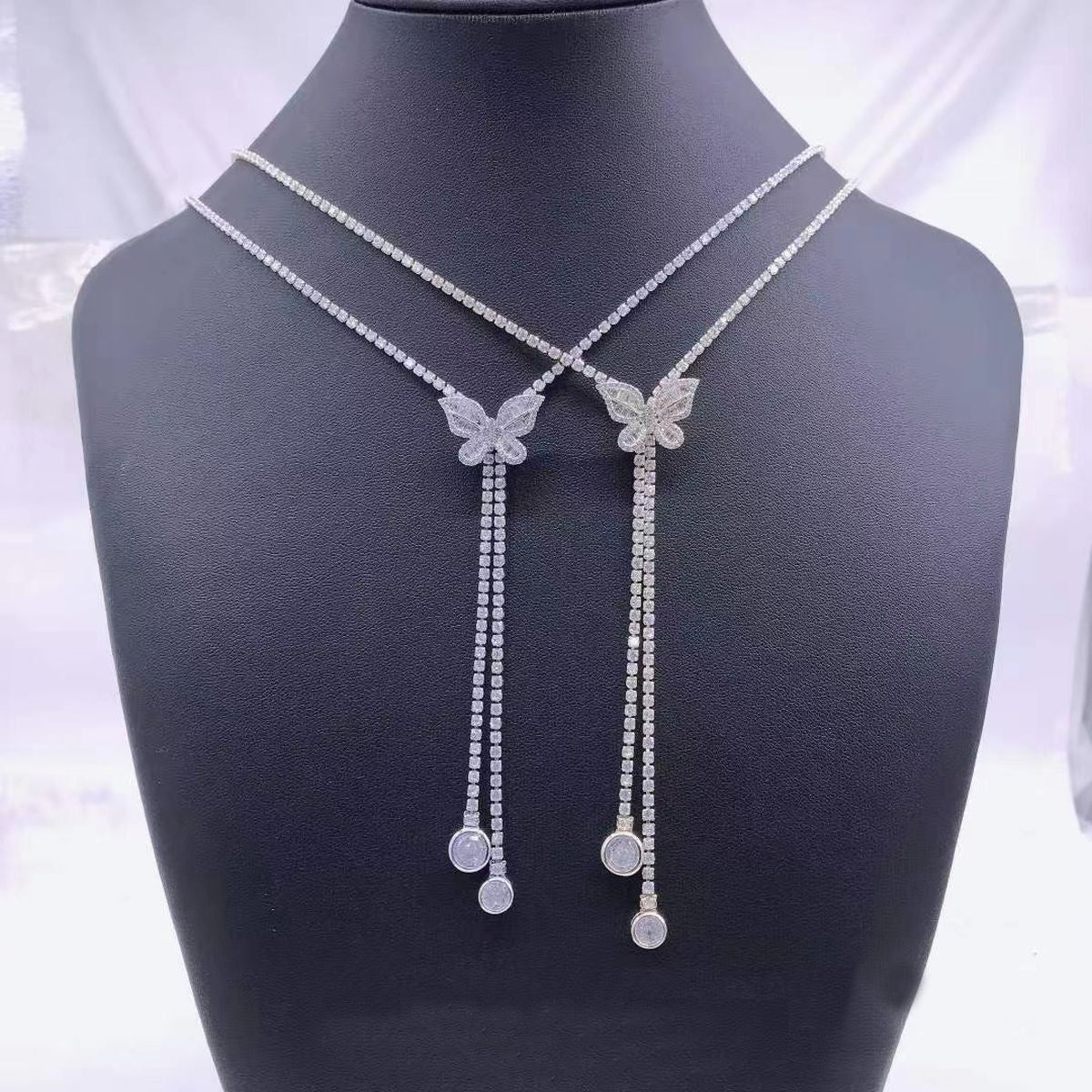 Butterfly Solitaire CZ Gold Anti Tarnish Sweater Long Necklace Bulk