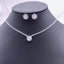 Round Solitaire CZ Silver Anti Tarnish Necklace Earring Set Bulk
