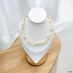 White 18K Gold Anti Tarnish Beads Layer Necklace For Women Bulk