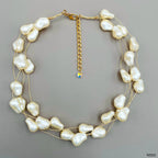 Sea White 18K Gold Anti Tarnish Pearl Layer Necklace For Women Bulk