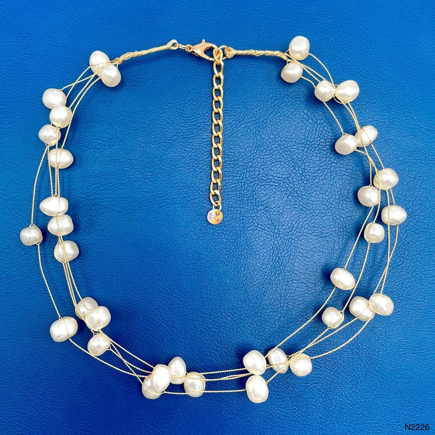 White 18K Gold Anti Tarnish Pearl Layer Necklace For Women Bulk