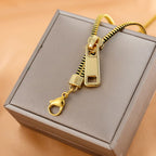 Long Black 18K Gold Anti Tarnish Zip Chain Necklace For Women Bulk