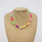 Heart Rainbow Multi 18K Gold Beads Anti Tarnish Beads Necklace Bulk