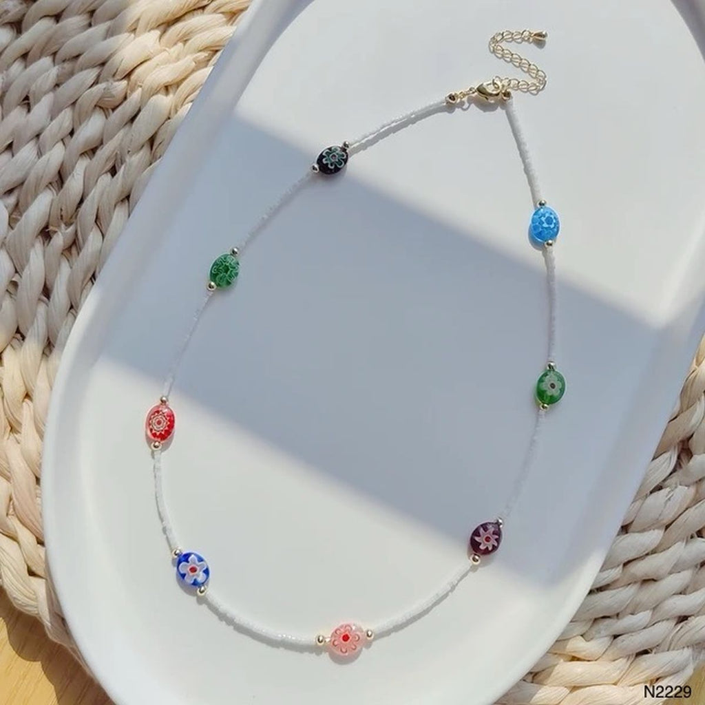 Evil Eye Rainbow Multi 18K Gold Beads Anti Tarnish Beads Necklace Bulk